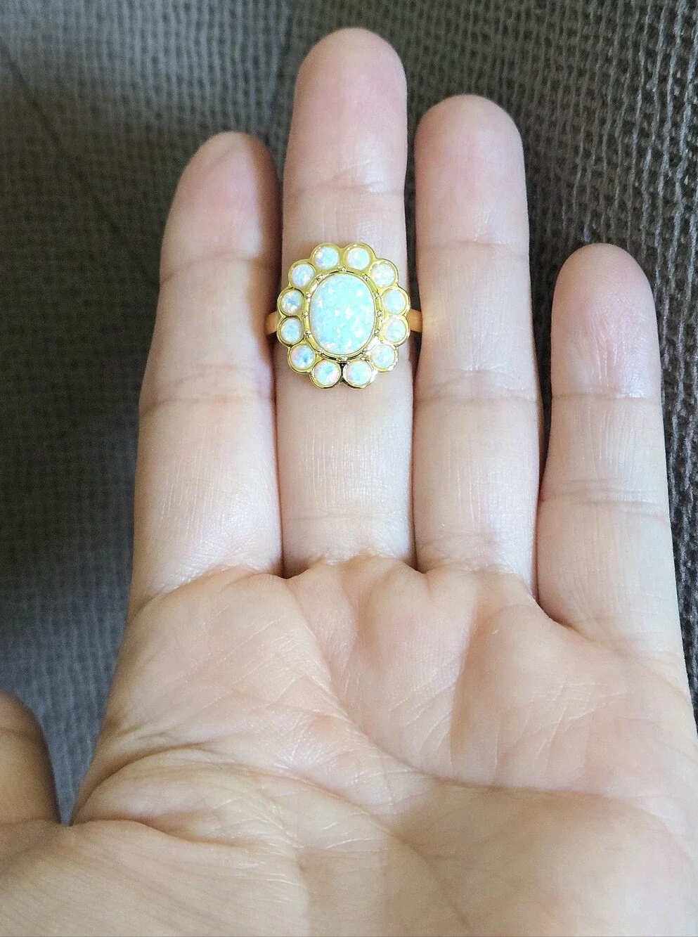 Prime Art & Jewel (PAJ) Oval Halo😇Lab🧪 Created Opal Ring💍 - NWT